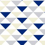 Papel de Parede Adesivo Geométrico Triângulos Azul, Cinza e Amarelo