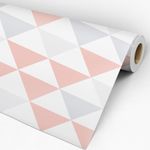 rolo de papel de parede adesivo geométrico para sala cores pastéis