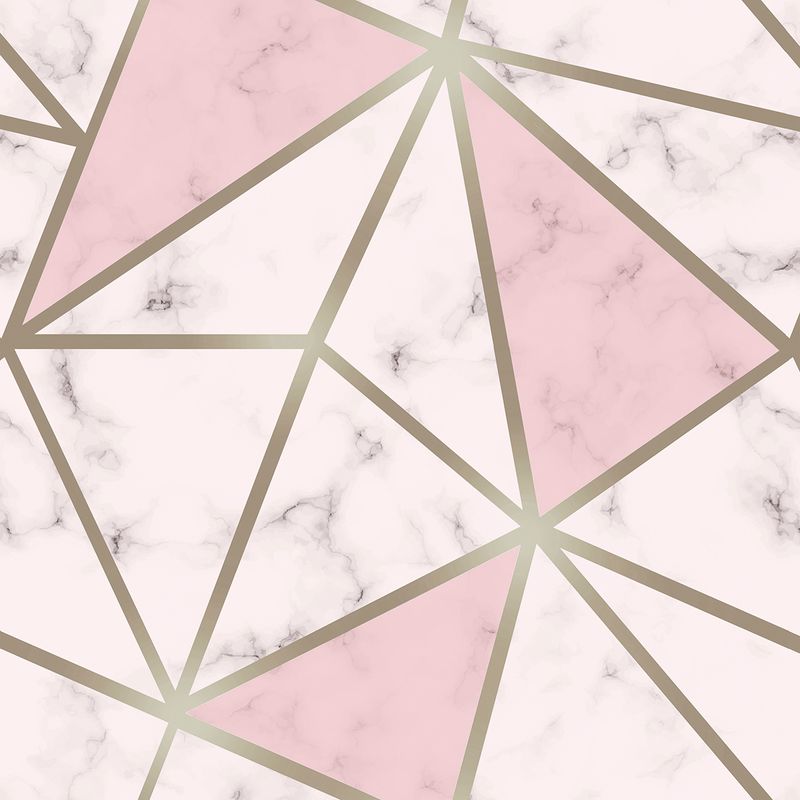 Papel de Parede Adesivo Geométrico Triângulos Mármore Zara Marble Rosa