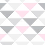 Papel de Parede Adesivo Geométrico Triângulos Rosa e Cinza