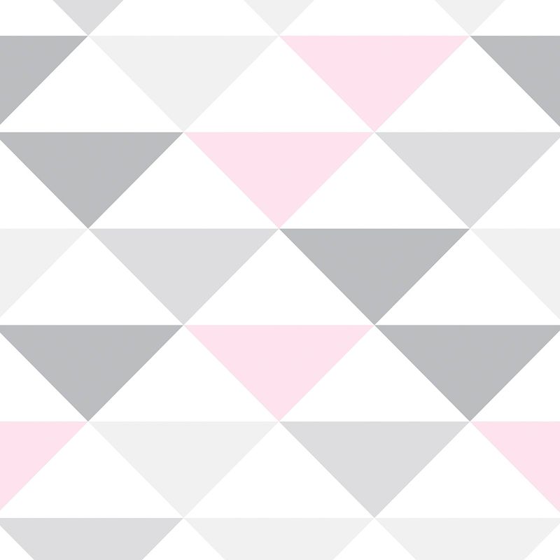 Papel de Parede Adesivo Geométrico Triângulos Rosa e Cinza