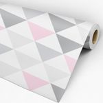 Papel de Parede Adesivo Geométrico Triângulos Rosa e Cinza