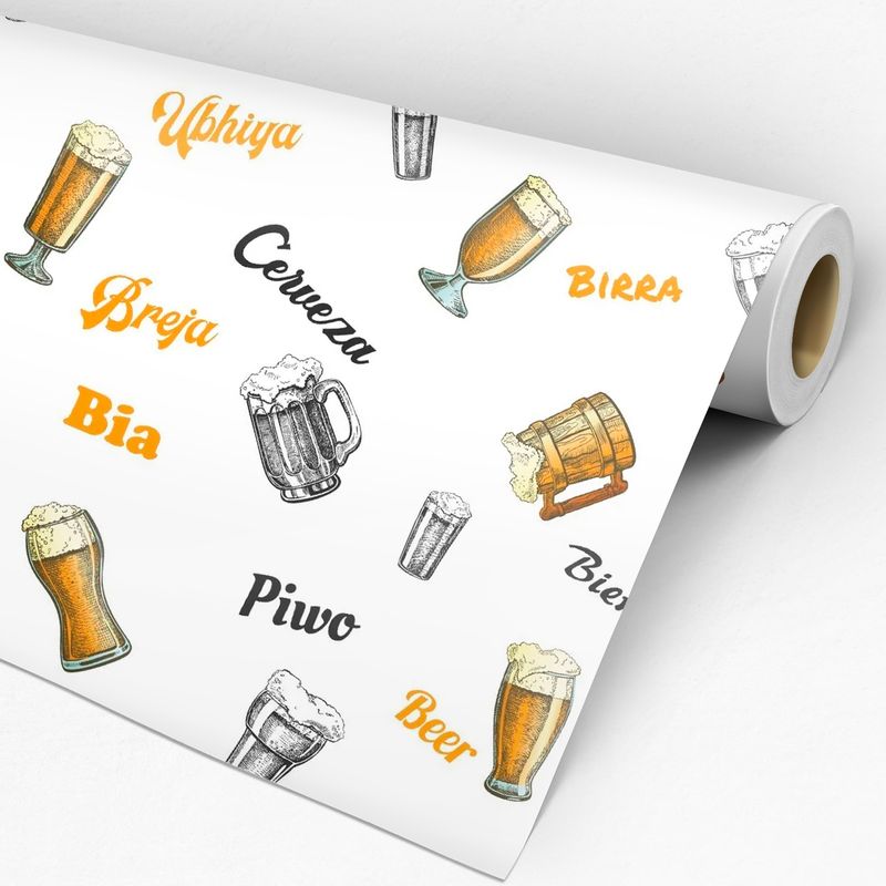 Papel de Parede Adesivo Gourmet Bar Cerveja Drink Vintage