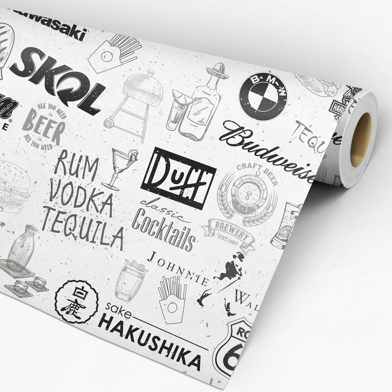 Papel de Parede Adesivo Gourmet Bar Cerveja Drink Vintage Retrô