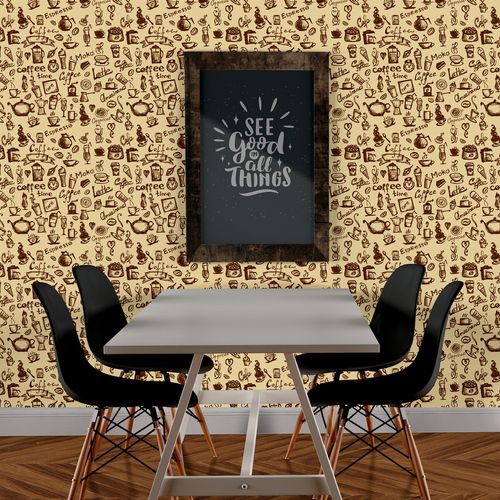 Papel de Parede Adesivo Gourmet Cafeteria Café Bule Coffee