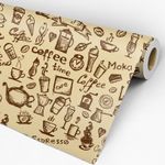 Rolo de Papel de Parede Adesivo Gourmet Cafeteria Café Bule Coffee