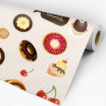 Papel de Parede Adesivo Gourmet Chocolate Rosquinha Cereja