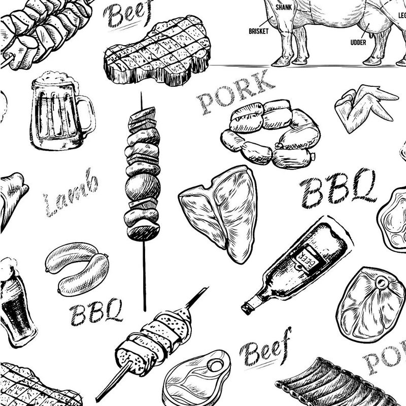 Papel de parede  com desenhos tema churrasco gourmet