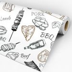 Papel de Parede Adesivo Gourmet Churrasco Barbecue Carnes