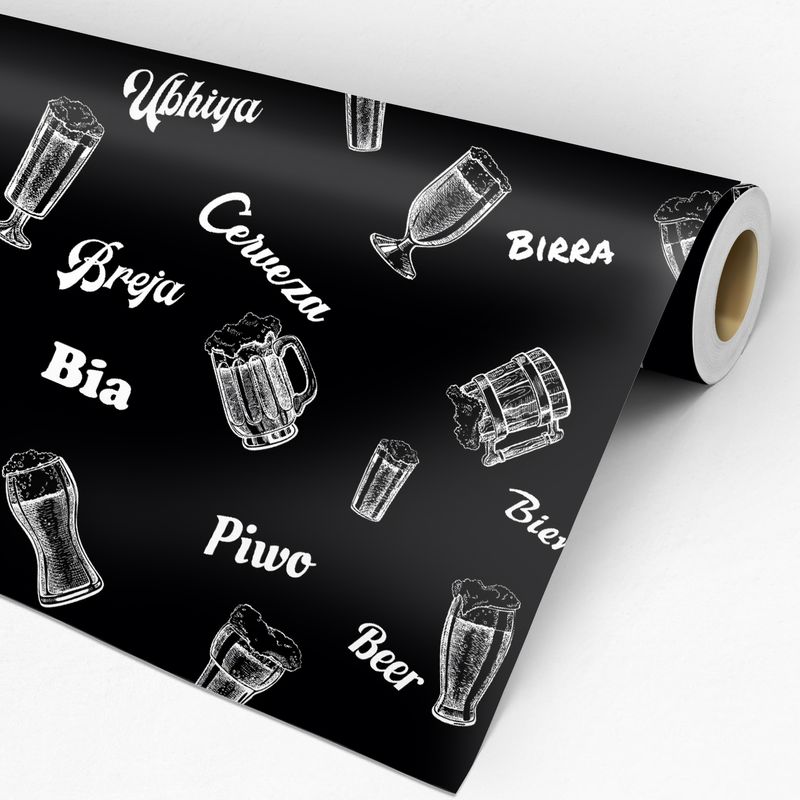 Rolo de papel adesivo Goumet preto bar cerveja vintage