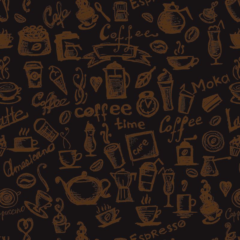 Papel de Parede Adesivo Gourmet Preto Cafeteria Café Coffee