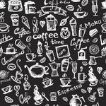 Papel de Parede Adesivo Gourmet Preto Cafeteria Café Coffee Time