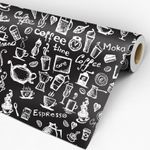 Papel de Parede Adesivo Gourmet Preto Cafeteria Café Coffee Time