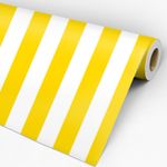 Papel de Parede Adesivo Listrado Amarelo e Branco