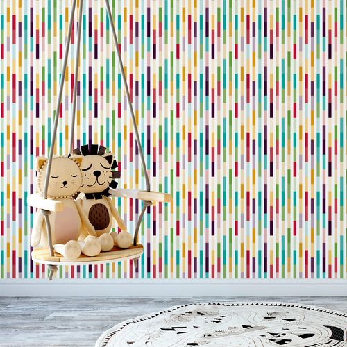Papel de Parede Adesivo Listrado Ondas Coloridas