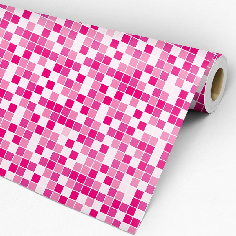 Papel de Parede Adesivo Pastilha Rosa Pink e Branca