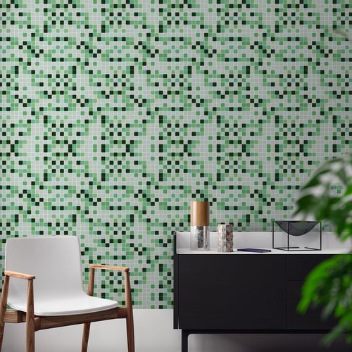 Papel de Parede Adesivo Pastilha Verde e Cinza - Medidas: 48 x 300 cm