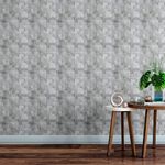 Papel de Parede Adesivo 3D Cinza e Branco Flores