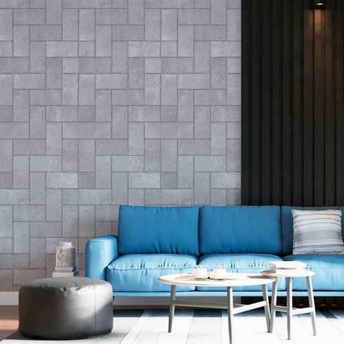 Papel de Parede Adesivo Pedra Cinza Tijolinho - Medidas: 48 x 300 cm