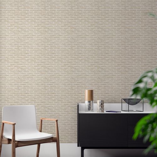 Papel de Parede Adesivo Tijolinho Bege - Medidas: 48 x 300 cm