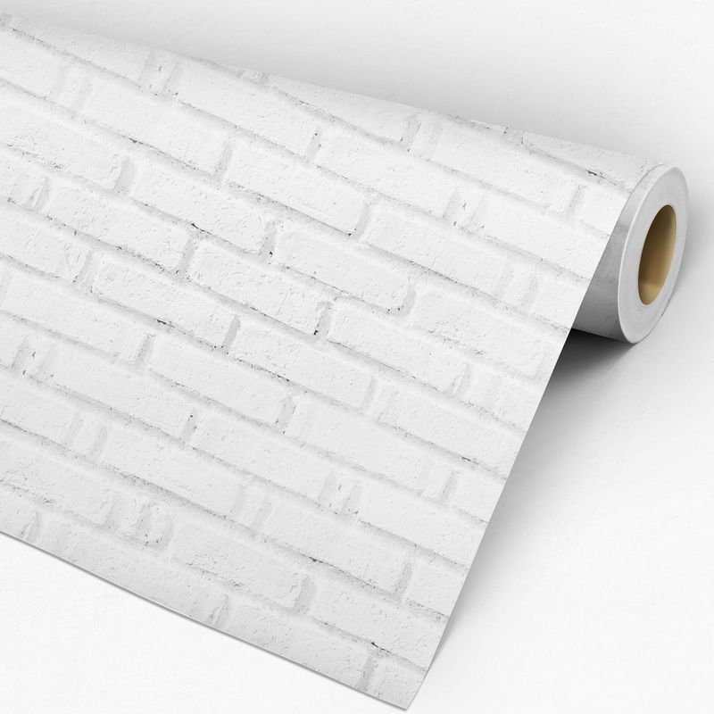 Rolo de Papel de Parede Adesivo Tijolinho Branco