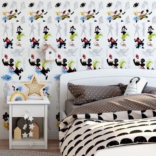 Papel de Parede Adesivo Teens Futebol Americano - Medidas: 48 x 300 cm