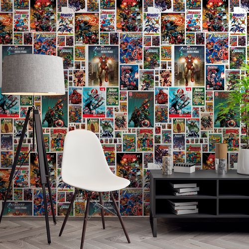 Papel de Parede Adesivo Teens Geek Quadrinhos HQ Marvel Avengers Vingadores - Medidas: 48 x 300 cm