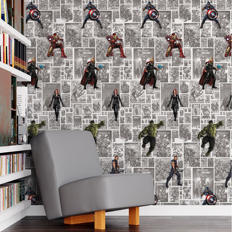 Papel de Parede Adesivo Teens Geek Quadrinhos HQ Marvel Vingadores Avengers