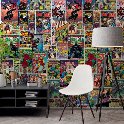 Papel de Parede Adesivo Teens Geek Quadrinhos HQ Super-heróis Marvel Dc