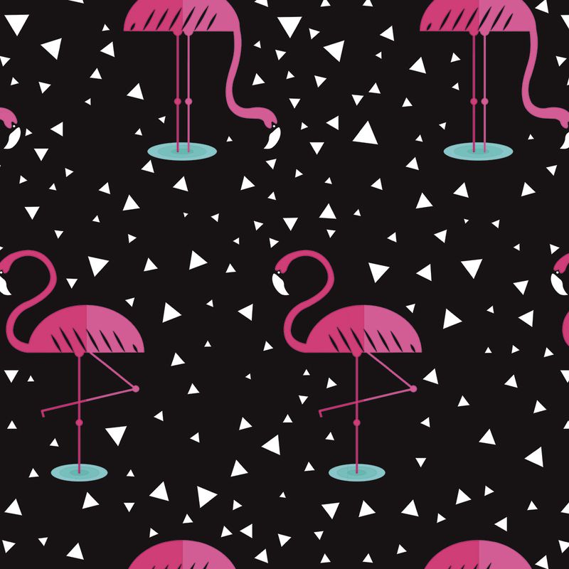 Papel de Parede Adesivo Teens Preto e Rosa Flamingos