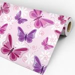 Papel de Parede Adesivo Teens Rosa e Roxo Borboletas