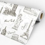 Rolo de papel de parede adesivo tema viagens