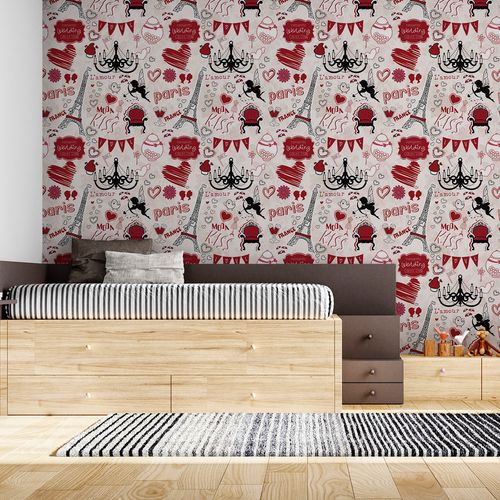 Papel de Parede Adesivo Teens Paris Romântica Love - Medidas: 48 x 300 cm