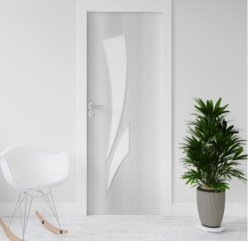 Adesivo para Porta de Madeira com Estampa Moderna de Visor 210 x 74 cm - Cor: Branco