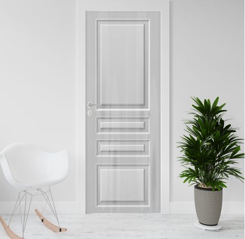 Adesivo para Porta de Madeira com Estampa Clássica Colméia 210 x 74 cm - Cor: Cinza