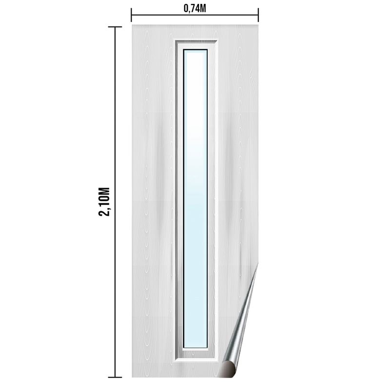 Adesivo Para Porta Madeira Clássica Cinza Com Visor 2,10 x 0,74m