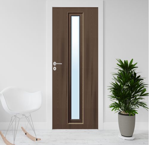 Adesivo para Porta de Madeira com Estampa Filete de Visor 210 x 74 cm - Cor: Marrom