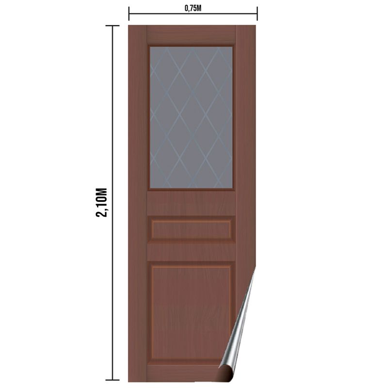 Adesivo Para Porta Madeira Marrom Escuro Com Visor 2,10 x 0,74m