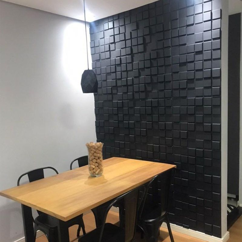 Placa-3D-Adesiva-Pixel-Preta-aplicado-em-sala-de-jantar