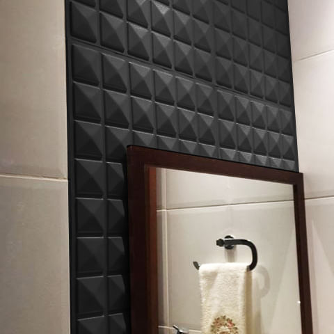 Placa 3D Decorativa Classic Autoadesiva de Poliestireno 50 x 50 cm - Modelo: Inca Preta