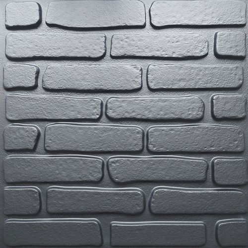 Placa 3D Decorativa Classic Autoadesiva de Poliestireno 50 x 50 cm - Modelo: Tijolo Preta