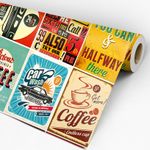 Rolo de papel de parede adesivo gourmet hamburgueria americana