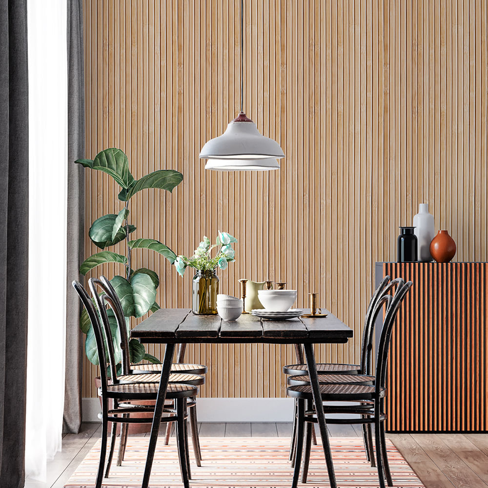 Papel de Parede Adesivo Madeira Ripada Clara - Medidas: 48 x 300 cm | GF  Casa Decor - GF Casa Decor, image size:1000x1000