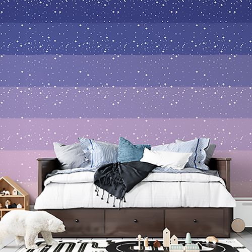 Papel de Parede Adesivo Teens Céu Estrelado em Tons de Lilás - Medidas: 48 x 300 cm