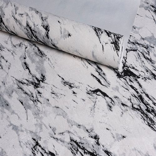 Papel de Parede Audacity Mármore Preto e Branco - Medidas: 10 metros x 53 cm