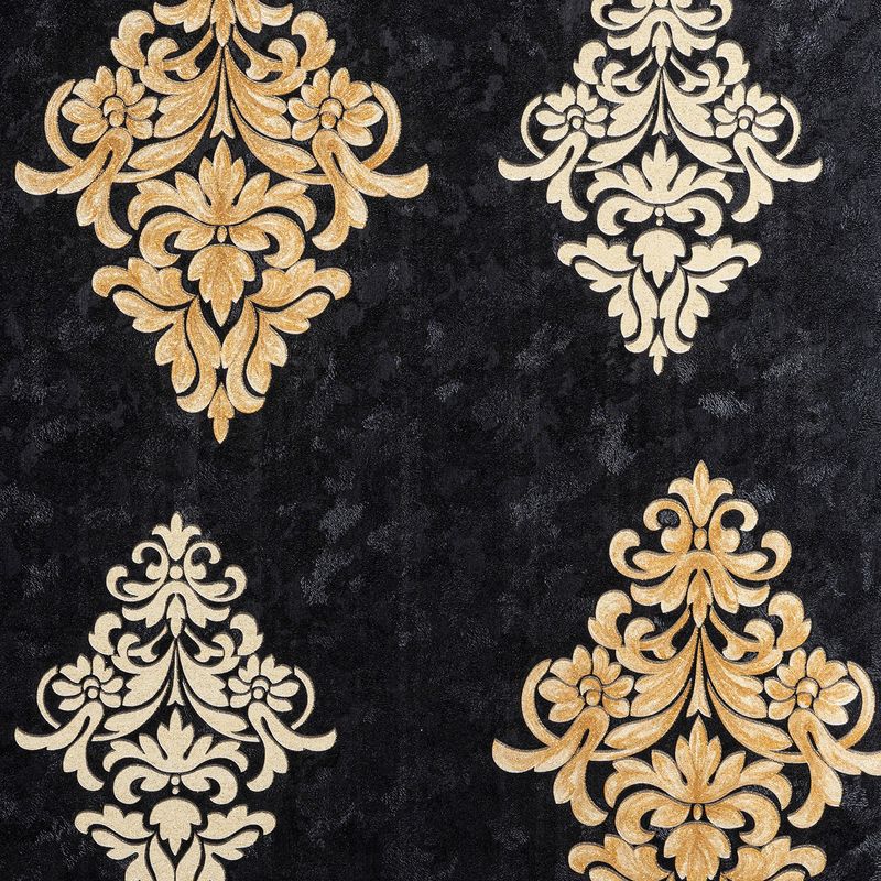Papel-de-Parede-Arabesco-Realeza-Onix-e-Dourado-Audacity