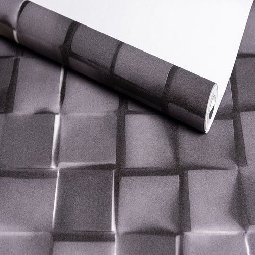Papel de Parede Audacity Square 3D Preto - Medidas: 10 metros x 53 cm