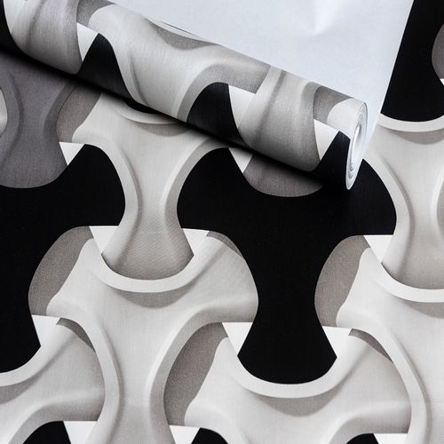 Papel de Parede Audacity Entrelaços Preto e Branco - Medidas: 10 metros x 53 cm