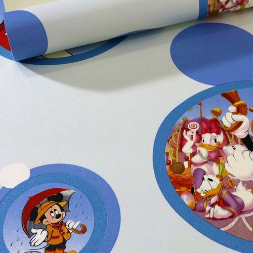 Papel de Parede Infantil Mickey Minnie Pateta - Medidas: 10 metros x 53 cm