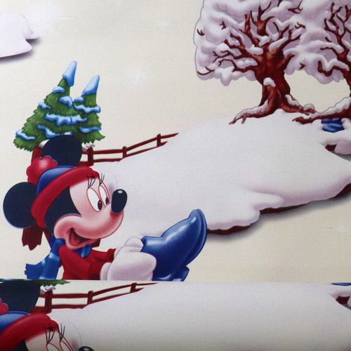 Papel de Parede Infantil Mickey Minnie Neve - Medidas: 10 metros x 53 cm